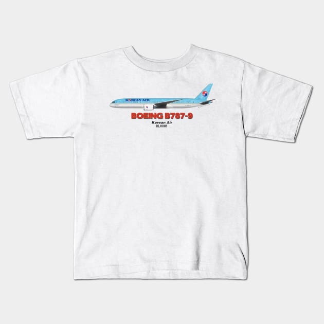 Boeing B787-9 - Korean Air Kids T-Shirt by TheArtofFlying